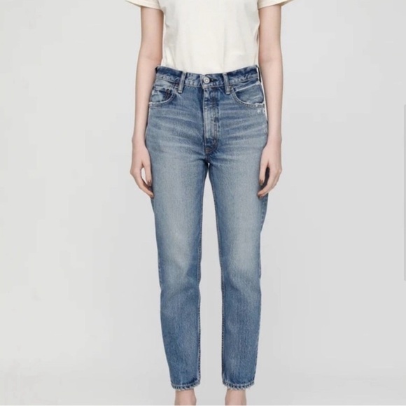 Moussy Vintage Dell Blue straight leg Cropped Jeans